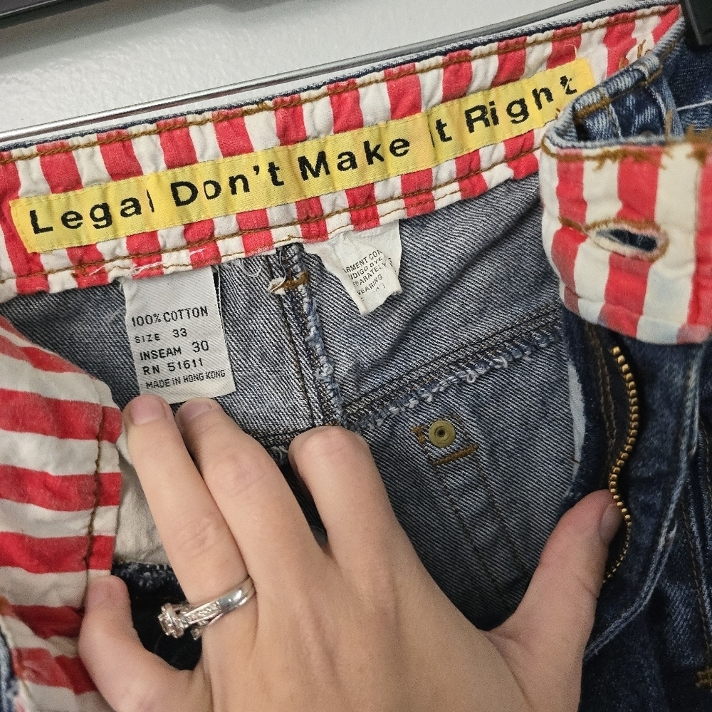 Sergio Never Legal Jeans Mens 33x30 Blue Vintage 80s Legal Dont Make It Right - Picture 10 of 10